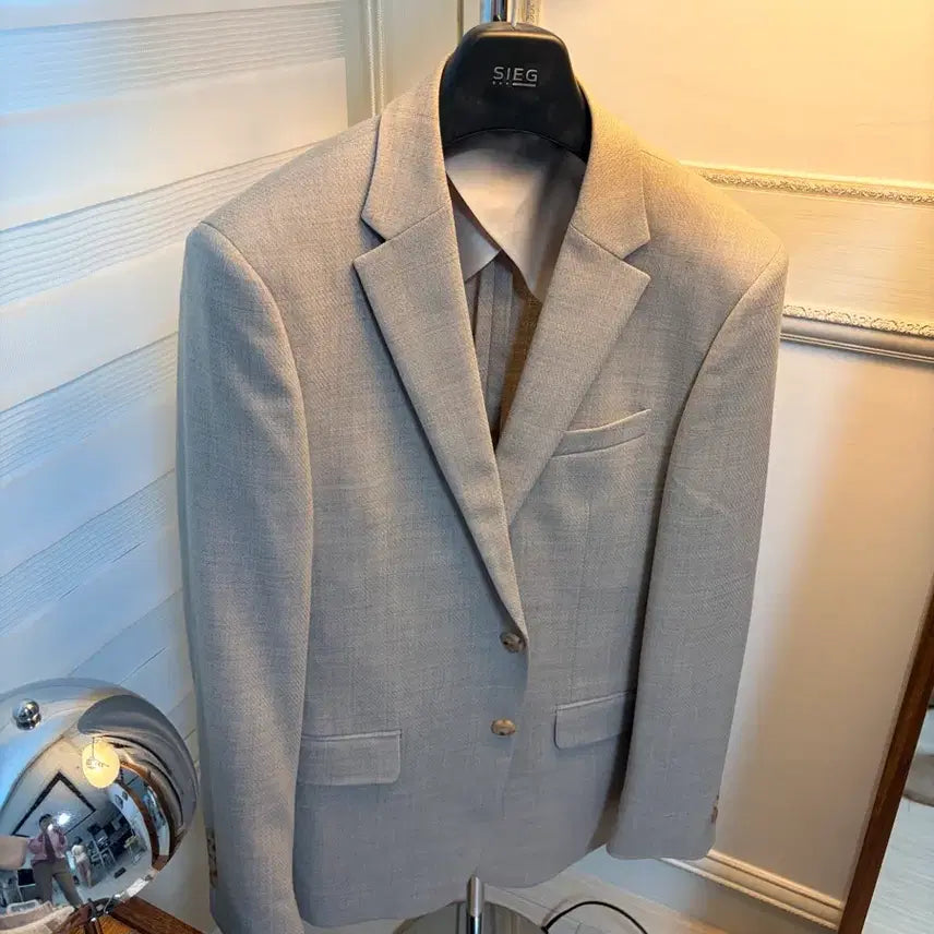 [BUNJANG] Ziek Beige Blazer Jacket / 지이크 베이지컬러 블레이저 자켓(봄여름용)103사이즈(100~103)미착