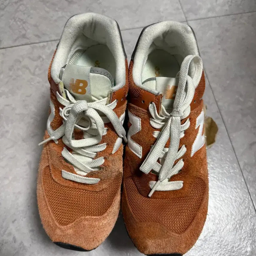 [BUNJANG] New Balance 574 Heritage Orange Burst Sneakers / 뉴발란스 574 헤리티지 오렌지 버스트 화이트