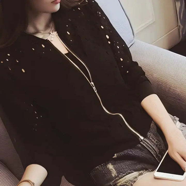 [SOLD OUT] 새상품 블랙 펀칭 집업 자켓