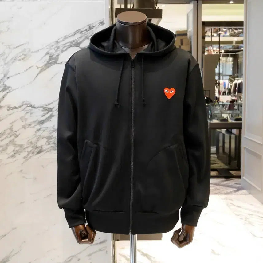 [BUNJANG] Comme des Garcons Red Emblem Hooded Zip-up / 꼼데 레드와펜 후드집업