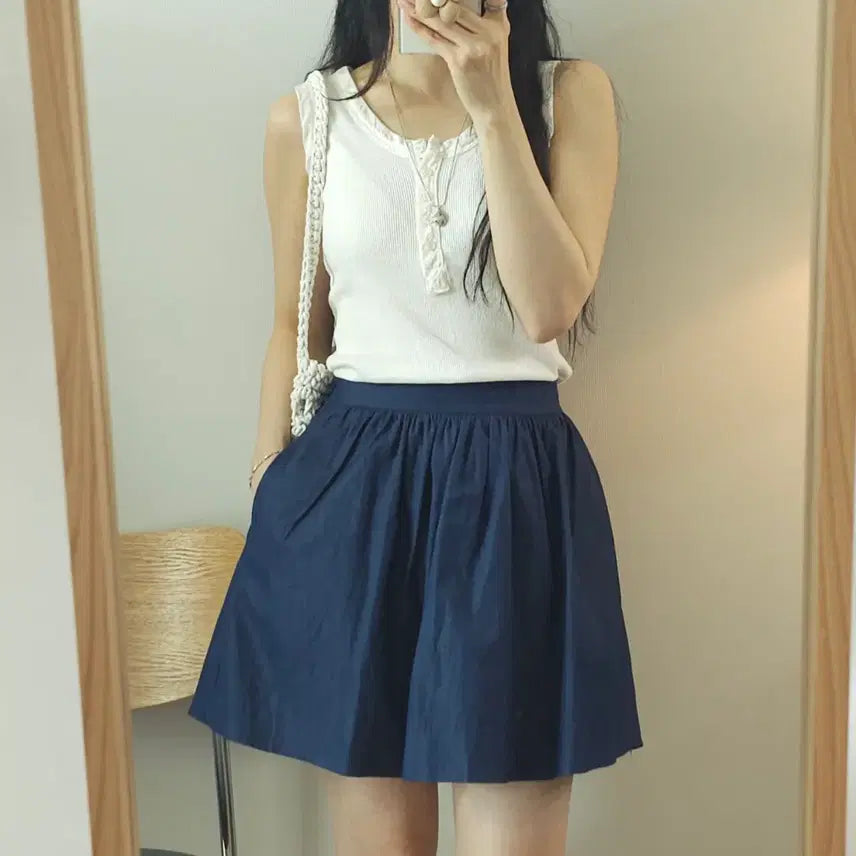 [BUNJANG] (F)르누보 여성 A라인 미니 스커트 플레어 뒷밴딩 W3085 / (F)르누보 여성 A라인 미니 스커트 플레어 뒷밴딩 W3085