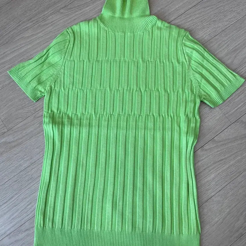 [BUNJANG] Ribbed Short Sleeve Turtleneck Knit Top / 골지 반팔 니트 목폴라