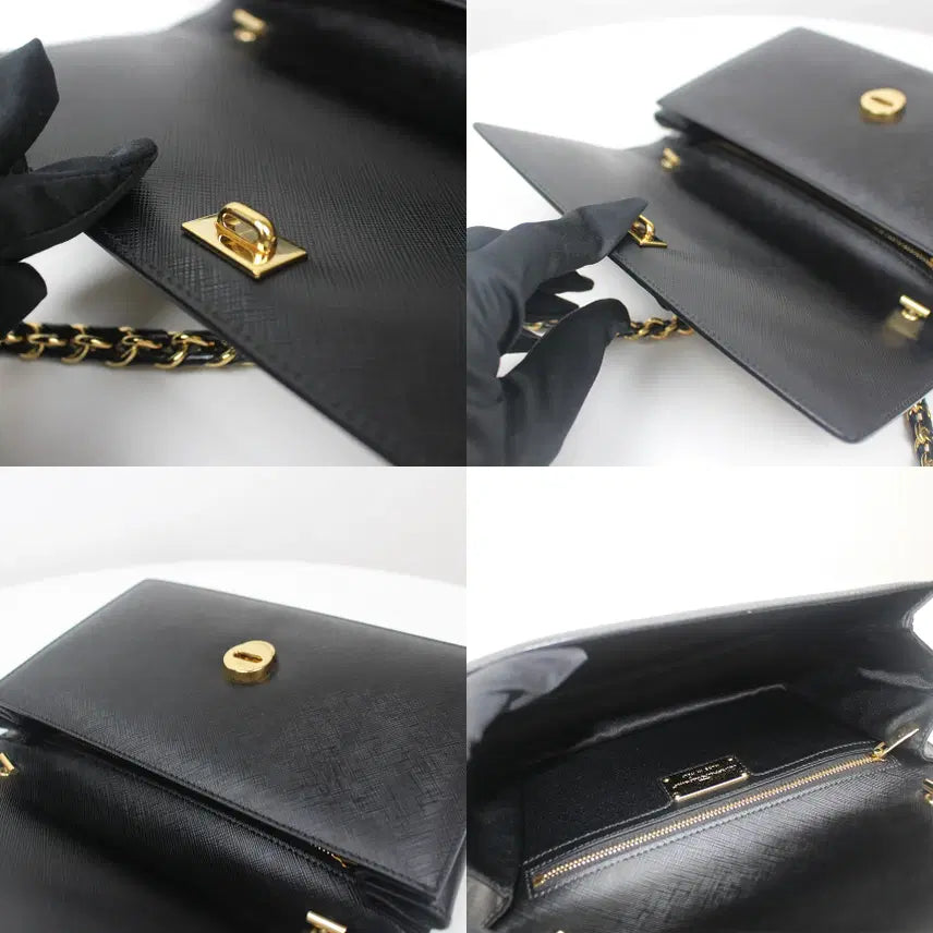 [BUNJANG] Ferragamo Vara Bow Ginny Gold Chain Crossbody Bag / [중고명품다올] 페라가모 바라 보우 지니 금장 체인 크로스백