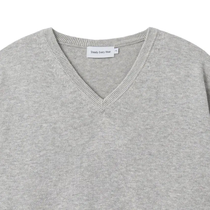 [SOLD OUT] [2] 스테디에브리웨어 sew 코튼 브이넥 니트 화이트 멜란지