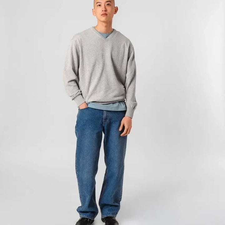 [SOLD OUT] [2] 스테디에브리웨어 sew 코튼 브이넥 니트 화이트 멜란지