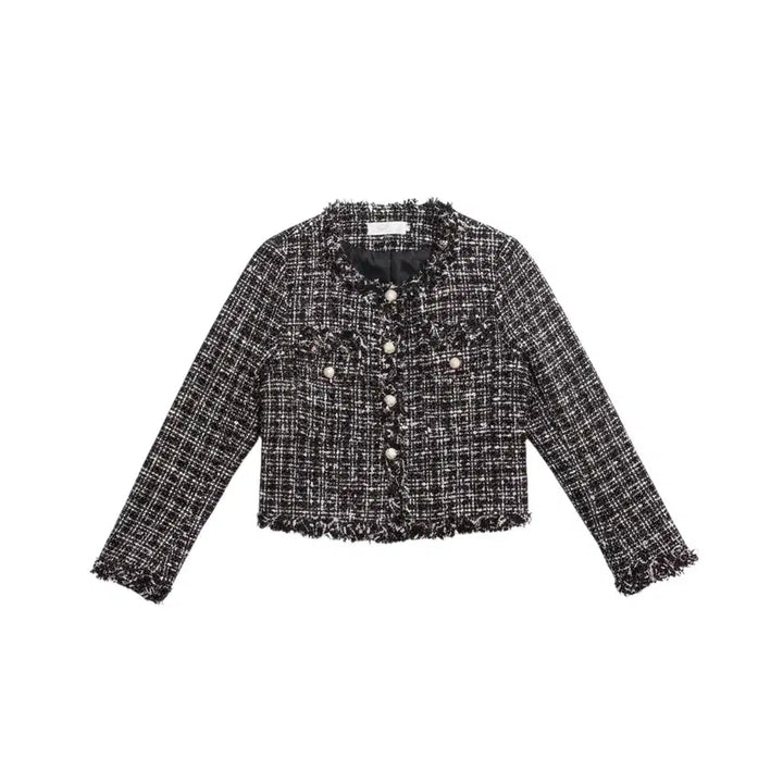 [BUNJANG] Pearl Button Basic Tweed Jacket - Black / 여성M / 수입 진주버튼 베이직 트위드자켓BK 26-129
