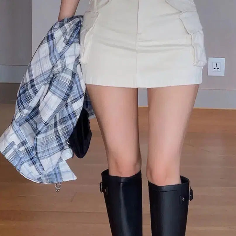 [BUNJANG] Cream Cargo Skirt / 크림카고 스커트
