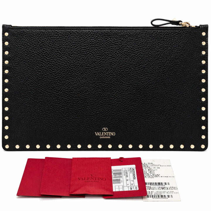 [BUNJANG] Valentino Rockstud Black Leather Clutch / [라온명품 LUX] 발렌티노 락스터드 블랙 레더 클러치