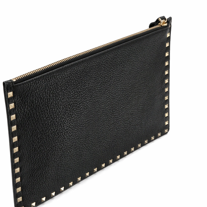 [BUNJANG] Valentino Rockstud Black Leather Clutch / [라온명품 LUX] 발렌티노 락스터드 블랙 레더 클러치