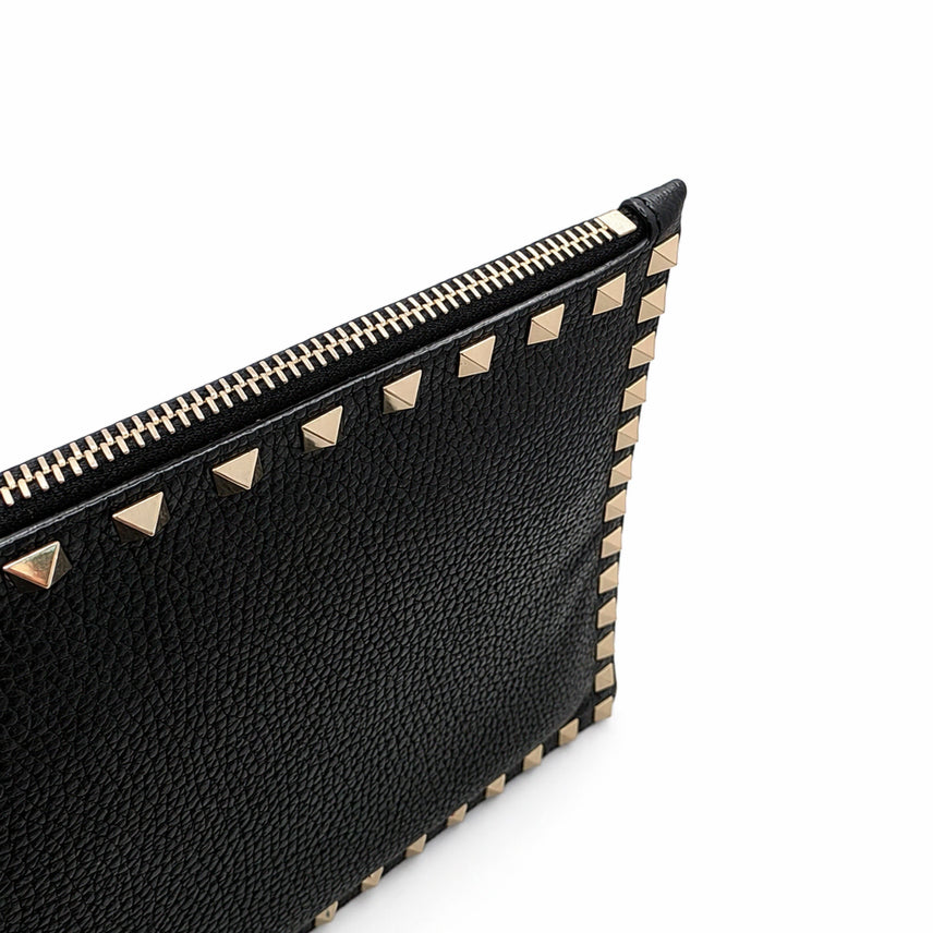 [BUNJANG] Valentino Rockstud Black Leather Clutch / [라온명품 LUX] 발렌티노 락스터드 블랙 레더 클러치