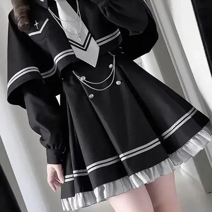 [BUNJANG] Jirai Kei Black Sailor Dress / 지뢰계 세라복 블랙 원피스