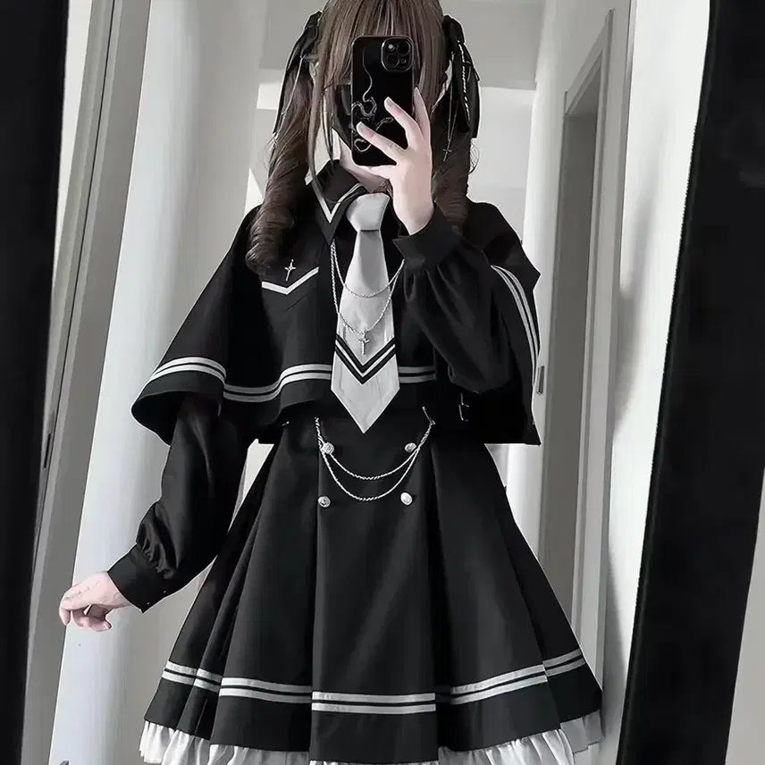 [BUNJANG] Jirai Kei Black Sailor Dress / 지뢰계 세라복 블랙 원피스