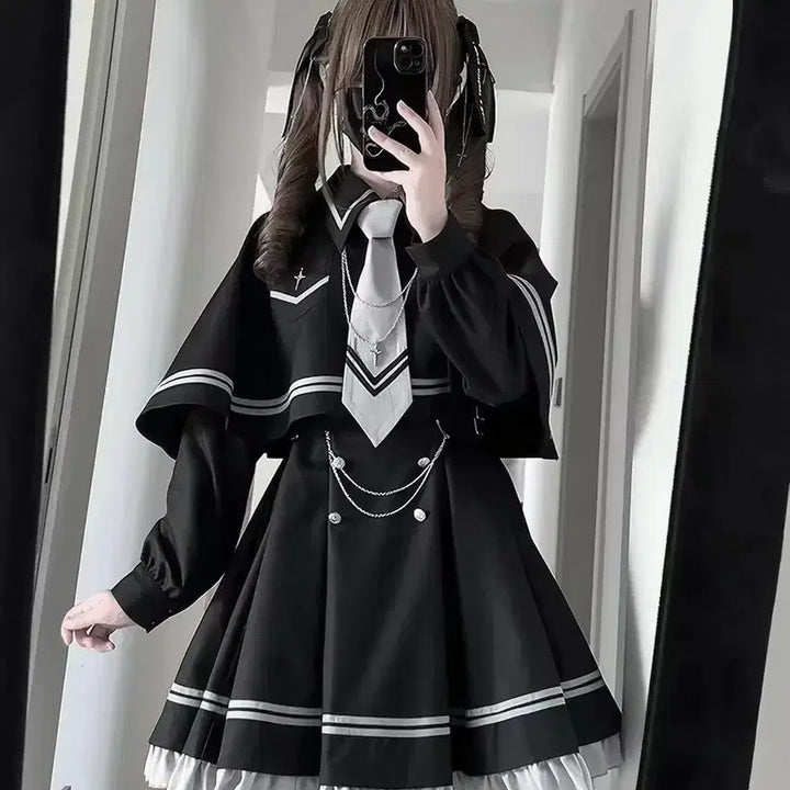 [BUNJANG] Jirai Kei Black Sailor Dress / 지뢰계 세라복 블랙 원피스