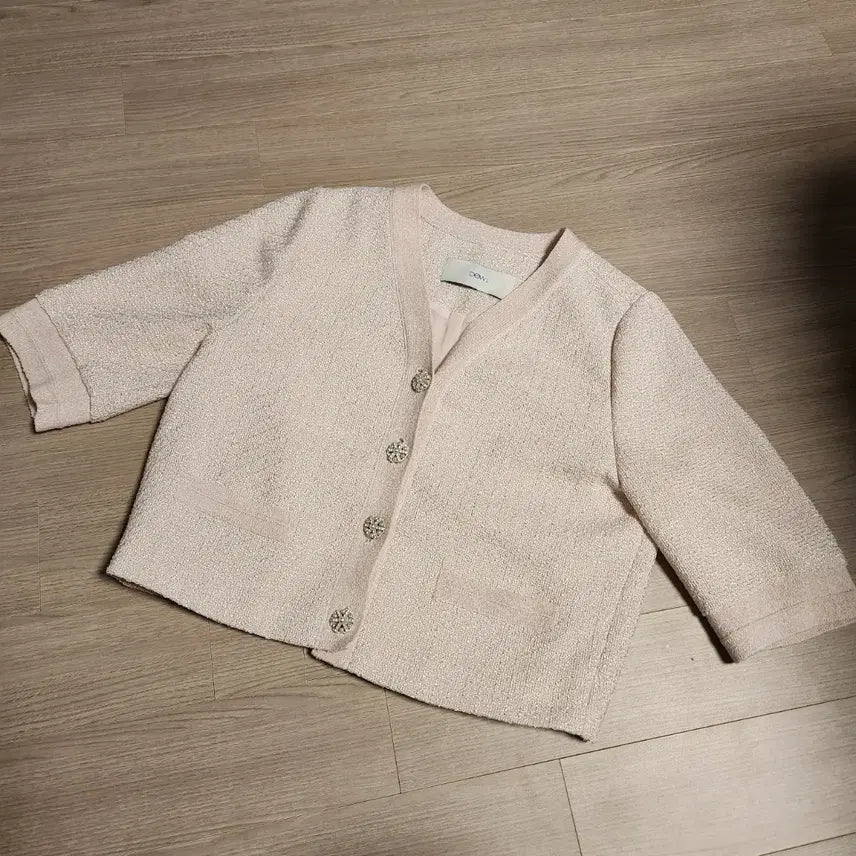 [SOLD OUT] DEWL 듀엘 핑크 트위드 반팔 자켓 55