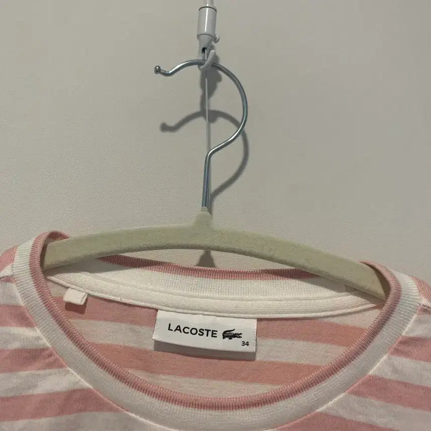 [BUNJANG] Lacoste Pink Stripe Long Sleeve T-shirt / 여성 라코스테 스트라이프 핑크 티셔츠 34