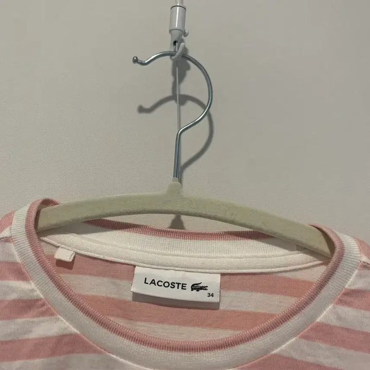 [BUNJANG] Lacoste Pink Stripe Long Sleeve T-shirt / 여성 라코스테 스트라이프 핑크 티셔츠 34