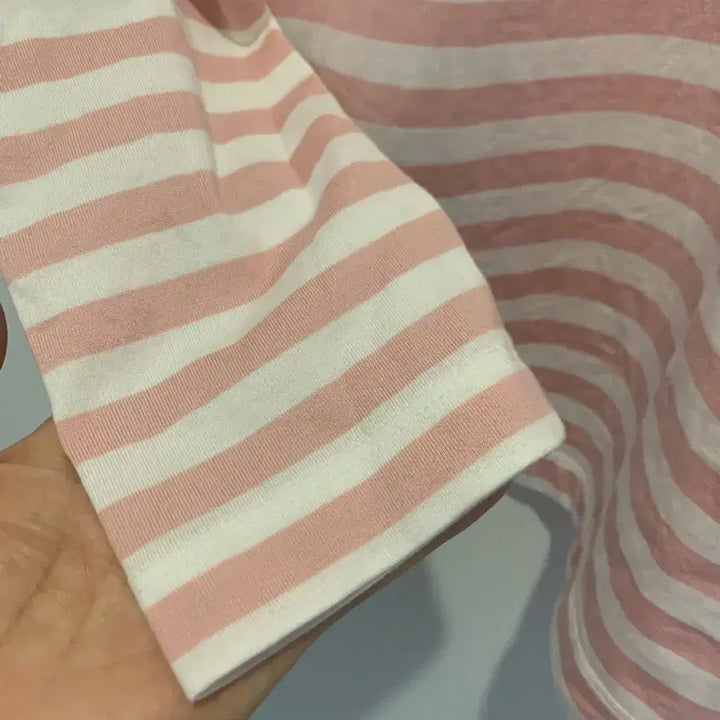 [BUNJANG] Lacoste Pink Stripe Long Sleeve T-shirt / 여성 라코스테 스트라이프 핑크 티셔츠 34