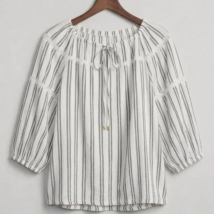[BUNJANG] Ralph Lauren Striped Blouse 3/4 Sleeve Shirt / 랄프로렌 스트라이프 블라우스 7부 셔츠