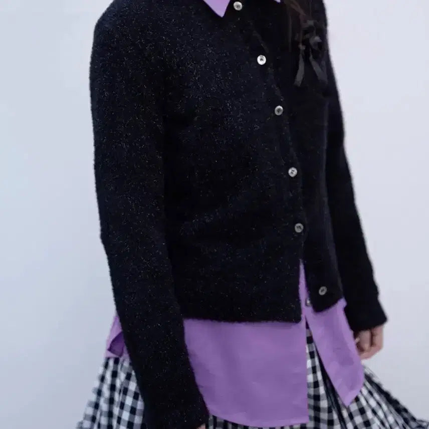 [BUNJANG] Saengin Studio Tinsel Knit Cardigan Black / 생긴 스튜디오 틴셀 니트 가디건 블랙