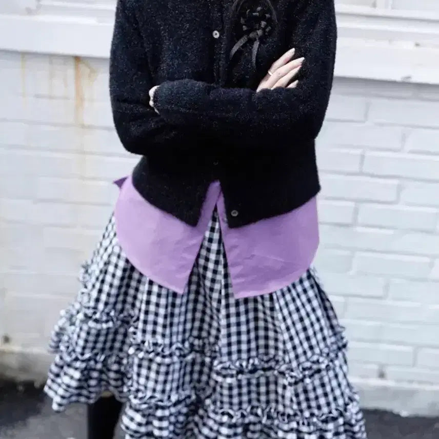 [BUNJANG] Saengin Studio Tinsel Knit Cardigan Black / 생긴 스튜디오 틴셀 니트 가디건 블랙
