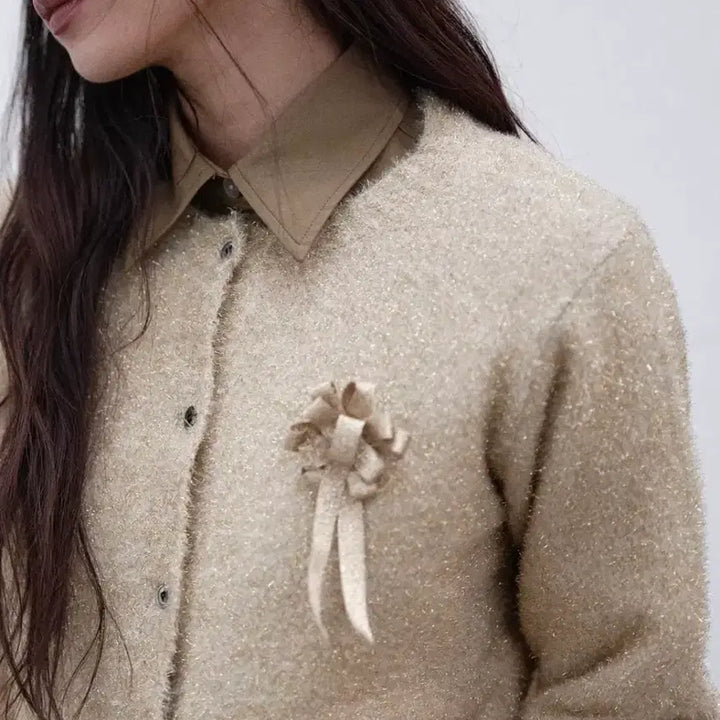 [BUNJANG] Saengin Studio Tinsel Knit Cardigan Gold / 생긴 스튜디오 틴셀 니트 가디건 골드