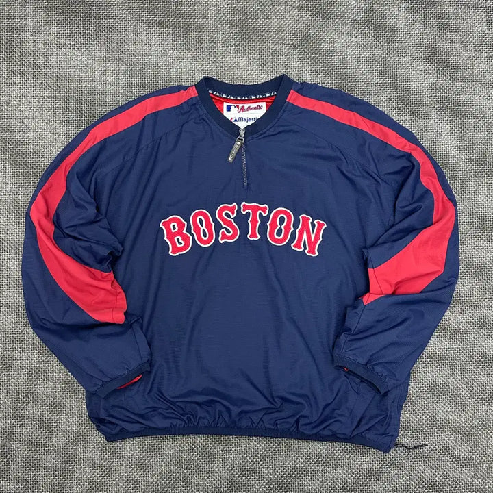 [BUNJANG] Majestic Boston Red Sox Old School Half-Zip Warm-Up Windbreaker XL / (2741) 마제스틱 보스턴레드삭스 올드스쿨 반집업 웜업 바람막이 XL