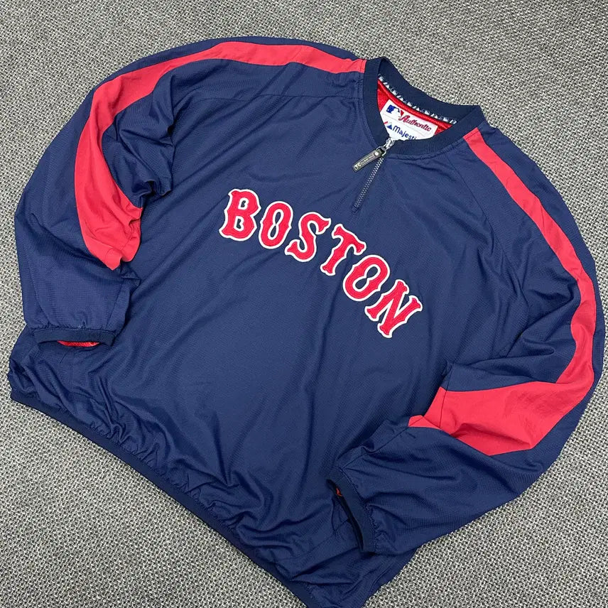 [BUNJANG] Majestic Boston Red Sox Old School Half-Zip Warm-Up Windbreaker XL / (2741) 마제스틱 보스턴레드삭스 올드스쿨 반집업 웜업 바람막이 XL