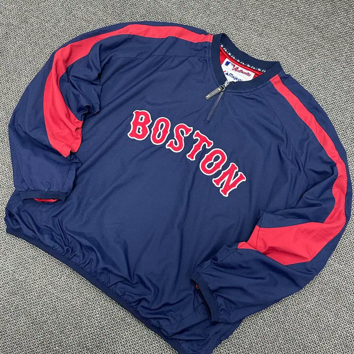 [BUNJANG] Majestic Boston Red Sox Old School Half-Zip Warm-Up Windbreaker XL / (2741) 마제스틱 보스턴레드삭스 올드스쿨 반집업 웜업 바람막이 XL