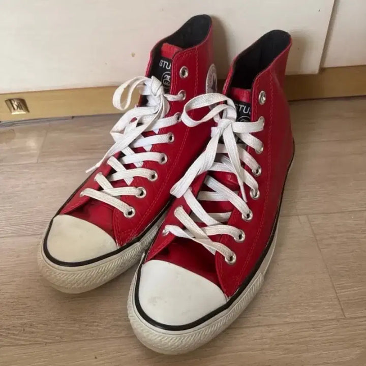 [BUNJANG] Stussy Converse Chuck Taylor Leather High Top Sneakers / 스투시 x 컨버스  척테일러 레더 하이