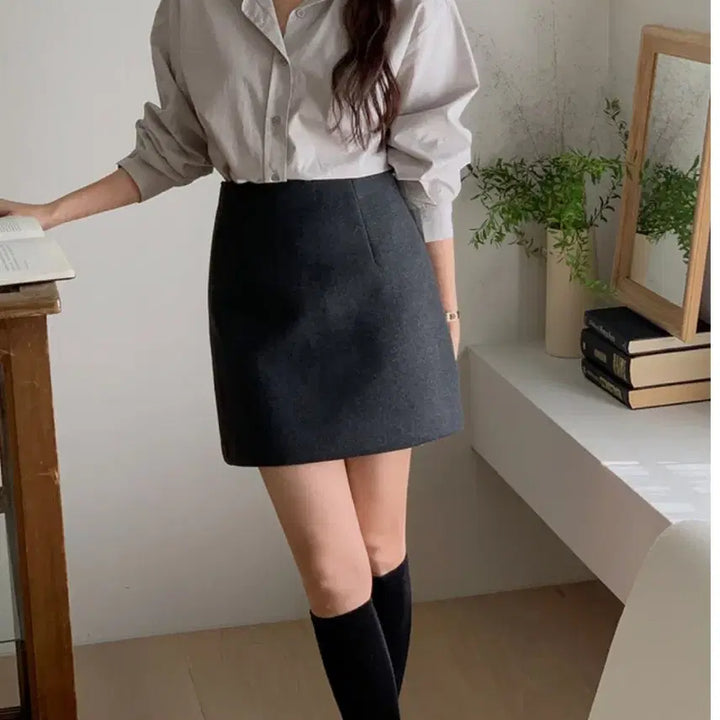 [BUNJANG] Edmore Wool Mini Skirt / 에드모어 울 미니 스커트
