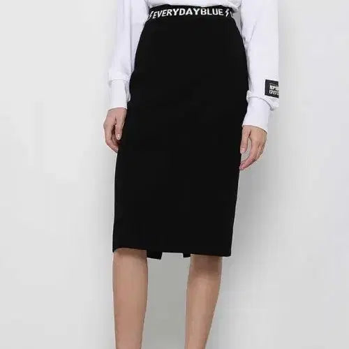 [BUNJANG] SJYP Everyday Blue Line Knit Skirt - Black / SJYP  에브리데이 블루라인 블랙  니트 스커트 s
