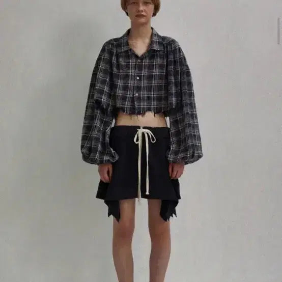 [BUNJANG] SEO Washed Check Shirring Shirt / 에스이오 워시드 체크 셔링 셔츠