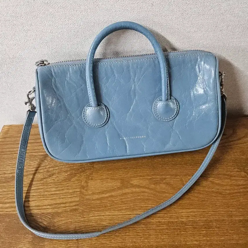 [BUNJANG] Margesherwood Zipper Small Bag Sky Blue Shoulder Bag / 마지셔우드 지퍼 스몰백 스카이블루
