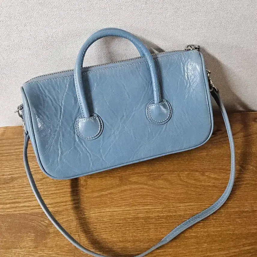 [BUNJANG] Margesherwood Zipper Small Bag Sky Blue Shoulder Bag / 마지셔우드 지퍼 스몰백 스카이블루