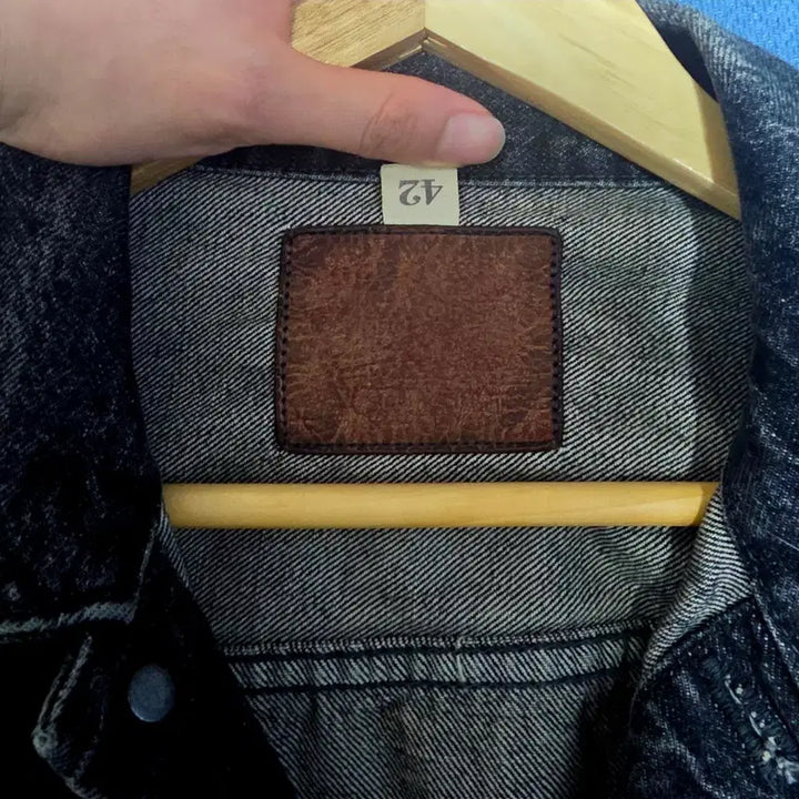 [SOLD OUT] 슈가케인 14.25Oz 워싱 블랙 2세대 데님 자켓 (42)