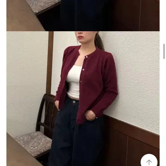 [BUNJANG] Burgundy Cardigan / (상태 A) 버건디 가디건
