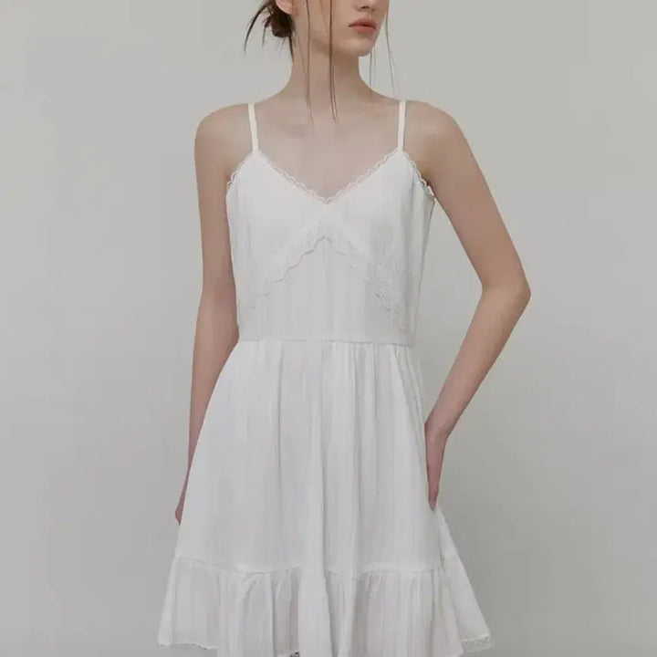 [BUNJANG] Ethmont S White Slip Lace Dress / 택안뗀 새상품) 에트몽 원피스s 화이트원피스 slip lace 나시원피스