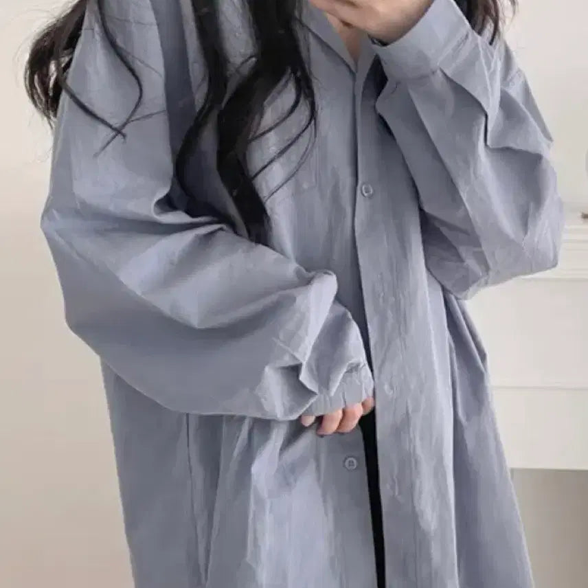 [BUNJANG] Oblique Boyfriend Fit Oversized Basic Shirt / (보호본능자극!) 오버핏 여리 기본 그란데셔츠