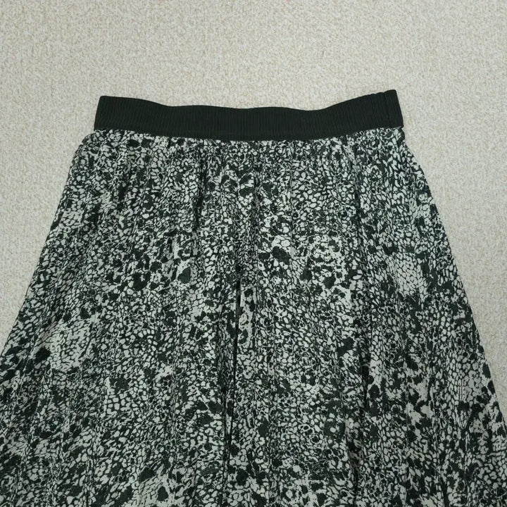 [SOLD OUT] (34)H&amp;M 여성 패턴 롱 스커트 플리츠 밴딩 카키 W3093