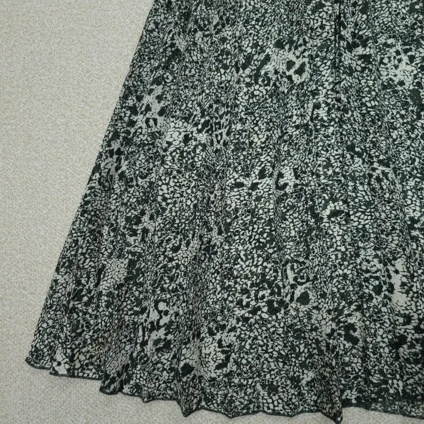 [SOLD OUT] (34)H&amp;M 여성 패턴 롱 스커트 플리츠 밴딩 카키 W3093