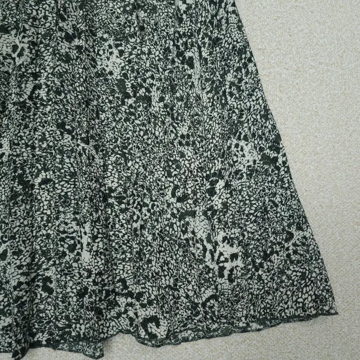 [SOLD OUT] (34)H&amp;M 여성 패턴 롱 스커트 플리츠 밴딩 카키 W3093