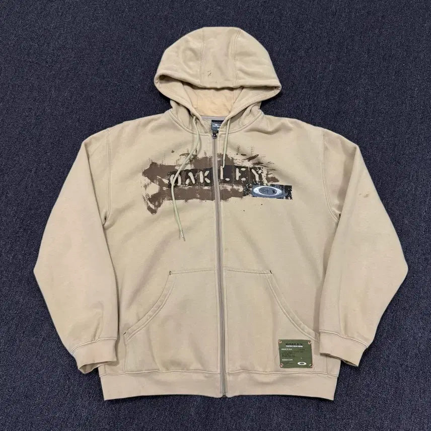 [BUNJANG] Oakley Archive Beige Hoodie Jacket / 오클리 아카이브 베이지 후드집업