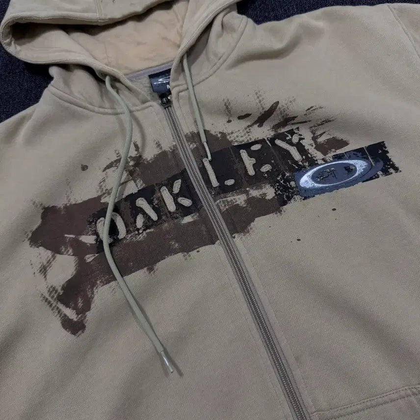 [BUNJANG] Oakley Archive Beige Hoodie Jacket / 오클리 아카이브 베이지 후드집업