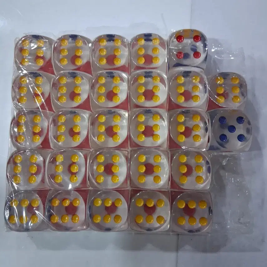 [BUNJANG] Transparent Dice Set (27 Pieces) / 투명 주사위 27개 세트 보드게임 주사위25미리