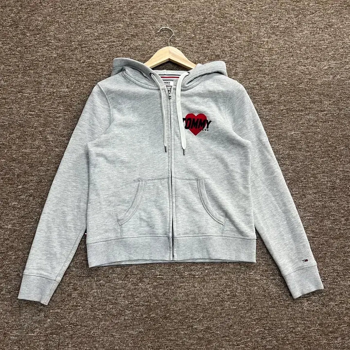 [BUNJANG] Tommy Jeans Heart Logo Gray Hoodie S / 여성) 타미진스 하트 로고 그레이 후드집업 S
