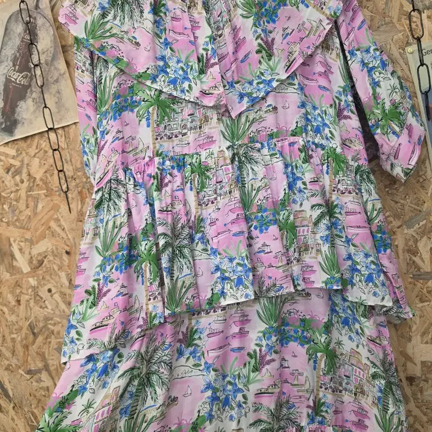 [SOLD OUT] 플라워 수채화 핑크 프릴 원피스 77가능