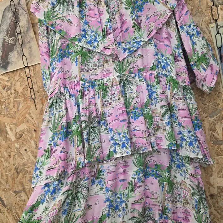 [SOLD OUT] 플라워 수채화 핑크 프릴 원피스 77가능