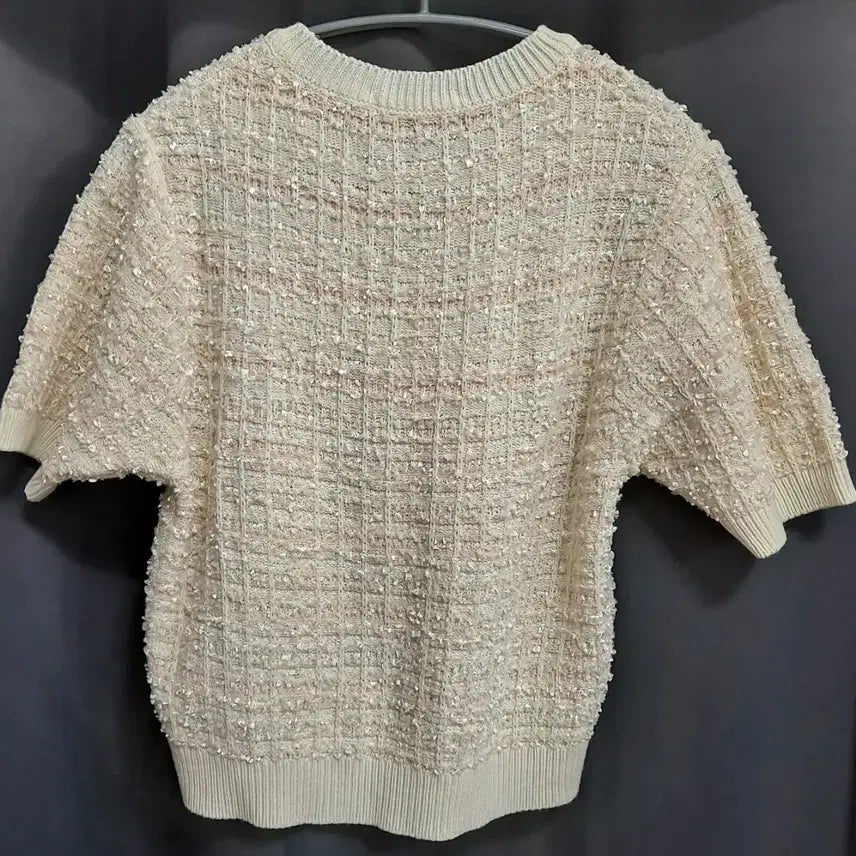[BUNJANG] LUSTY Short Sleeve Tweed Knit Ivory / LUSTY 반팔 트위드 니트 아이보리