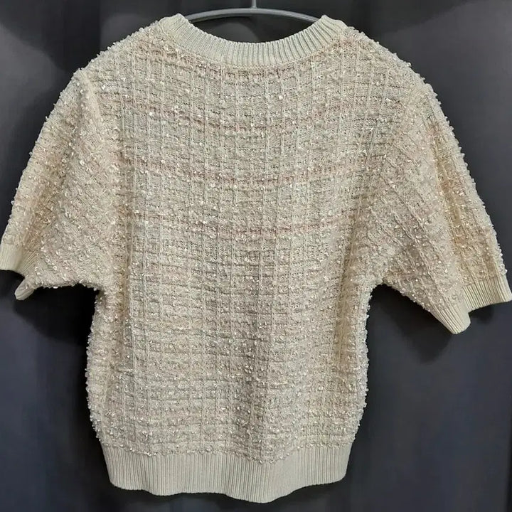 [BUNJANG] LUSTY Short Sleeve Tweed Knit Ivory / LUSTY 반팔 트위드 니트 아이보리