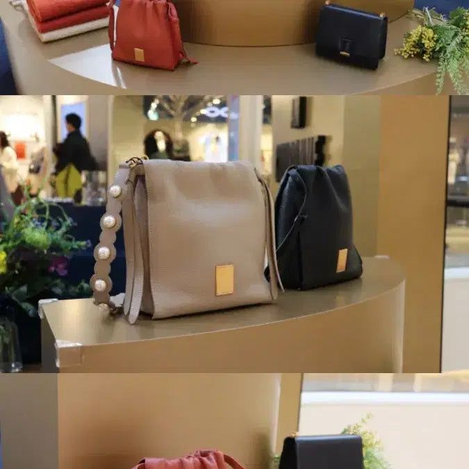 [BUNJANG] Couronne Leather Bucket Crossbody Bag Beige / (미사용) 쿠론 가죽 크로스백 버킷백 가방 / 베이지 색상